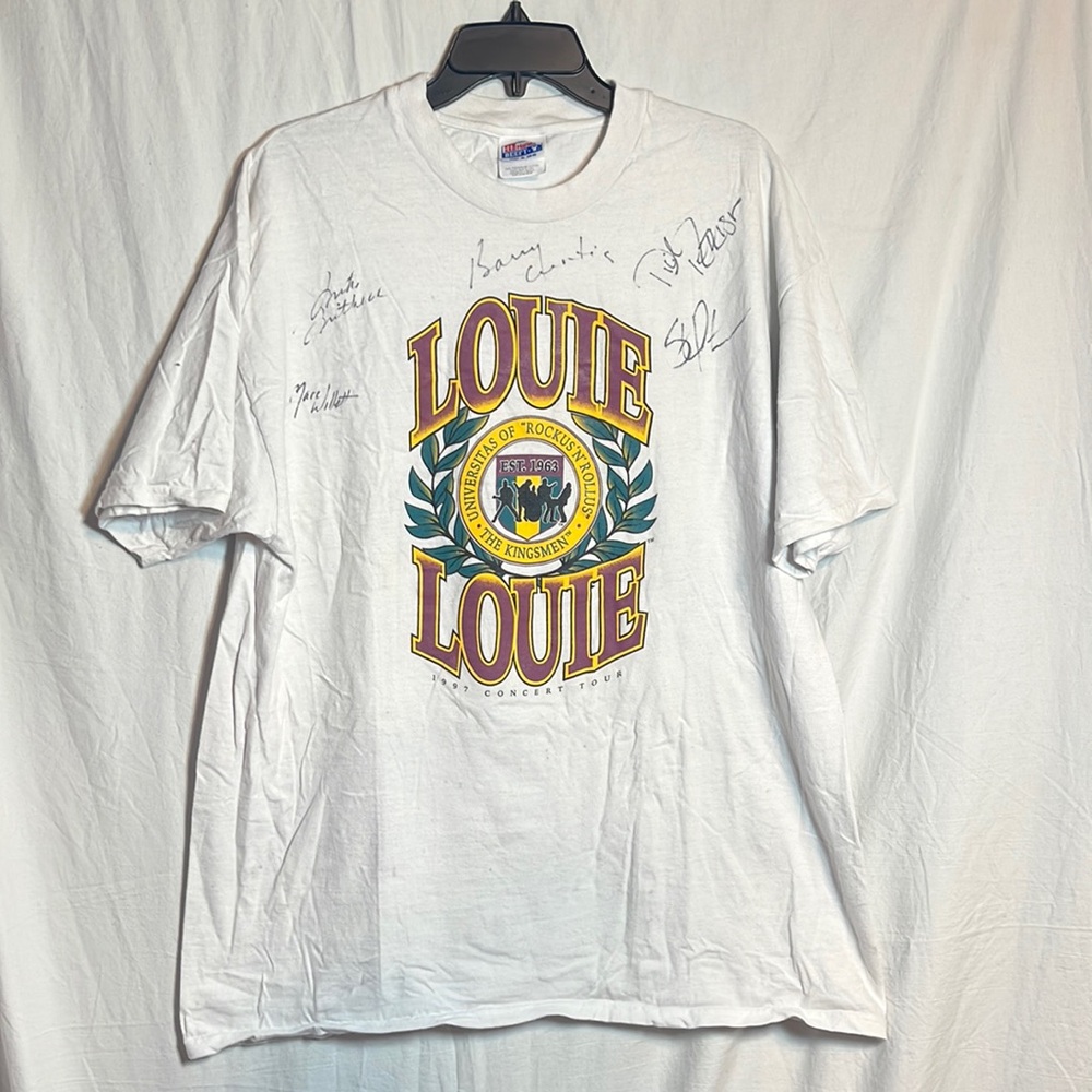 1997 The Kingsmen Louie Louie Shirt Signed Concert Tour XL Band 90s Y2K Vintage